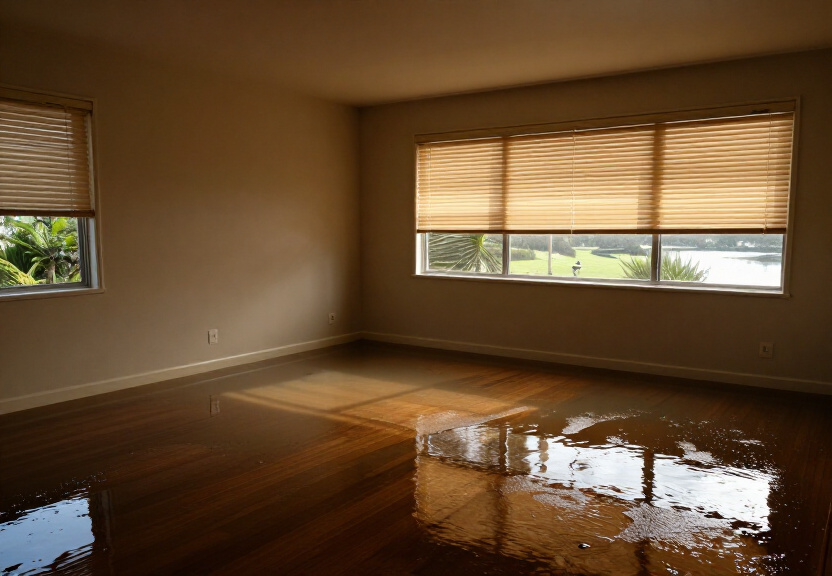 Warped floorboards and musty odour in a Northwood living room